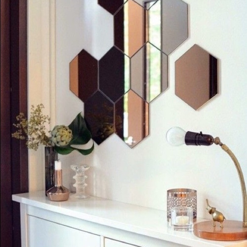 NEW IKEA Honefoss Gold & Silver Hexagon Mirrors